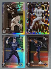 4- 2025 Topps Chrome Greene Raywave Torres Sepia Sweeney Refractor Skubal Base