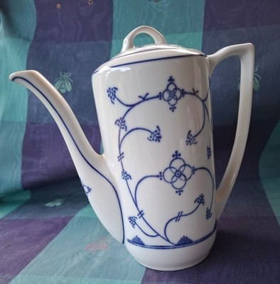 Jäger Eisenberg  Saks Indisch Blau Strohblume Kaffeekanne 0,5l  Porzellan GDR 