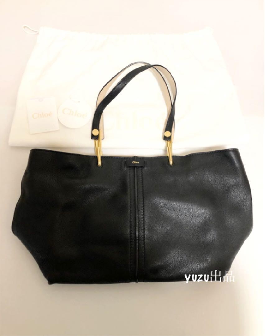 Chloe Keri Black Leather Designer Tote Shoulder Bag Everyday Carryall