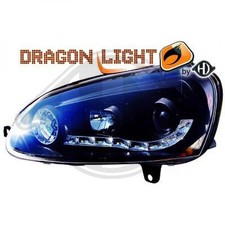 Diederichs Design Scheinwerfer Set klarglas/schwarz Led für VW Golf 5 03-08 MIT