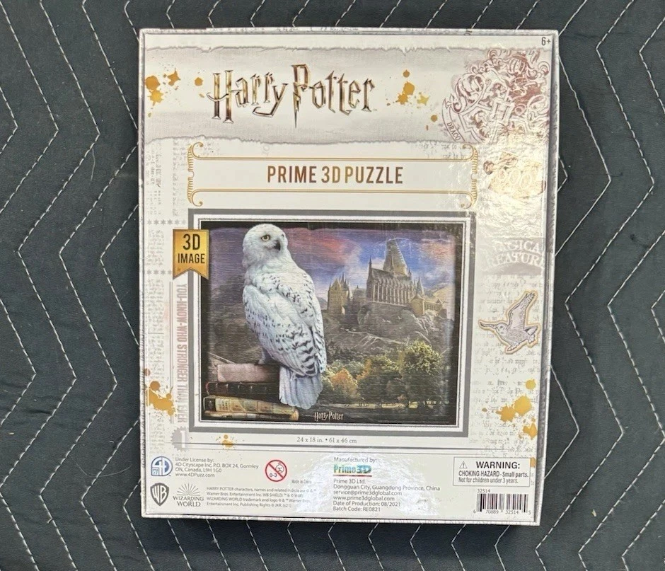 Rompecabezas Harry Potter Hedwig Owl Prime imagen 3D 500 piezas nuevo en caja Foto 2 de 3