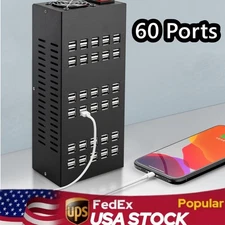 400W Multi 60 Port USB Charging Station Hub Desktop Cell Phone Charger Organizer