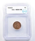 1934-D Lincoln Wheat Cent MS65 RB ICG *1481
