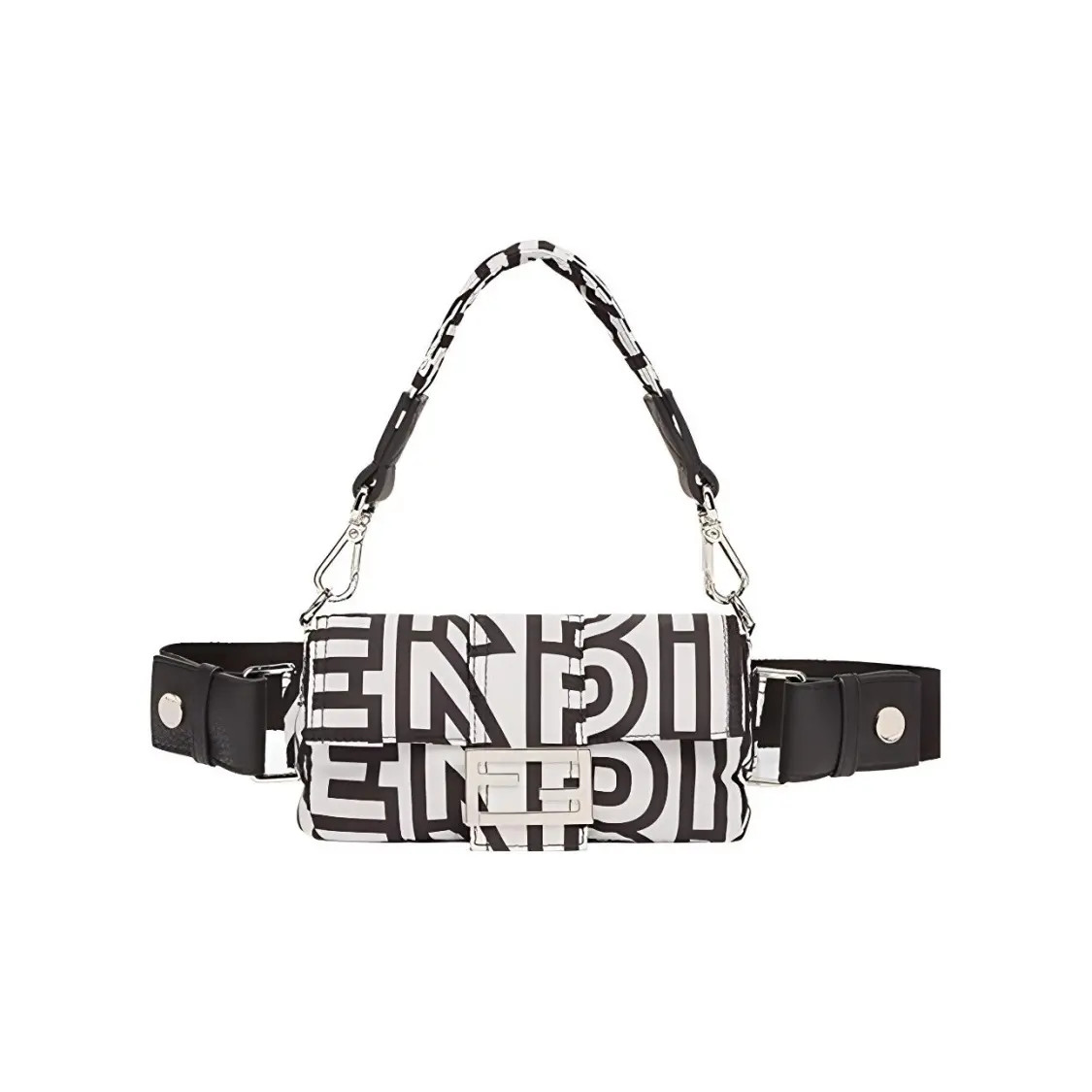 FENDI Baguette FF Top Handle Bag Phone Waist Bag Men's 1.6x7.5x4.3 in