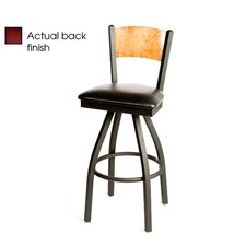 Oak Street Mfg Plain Mahogany Wood Back Swivel Barstool w/Black Vinyl