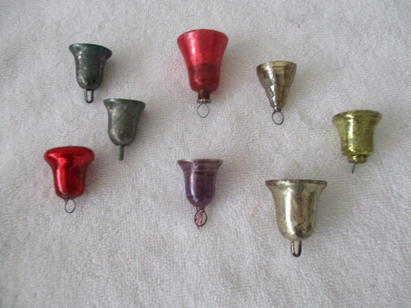 Miniature vintage bell Christmas ornaments, mid-century, different styles!