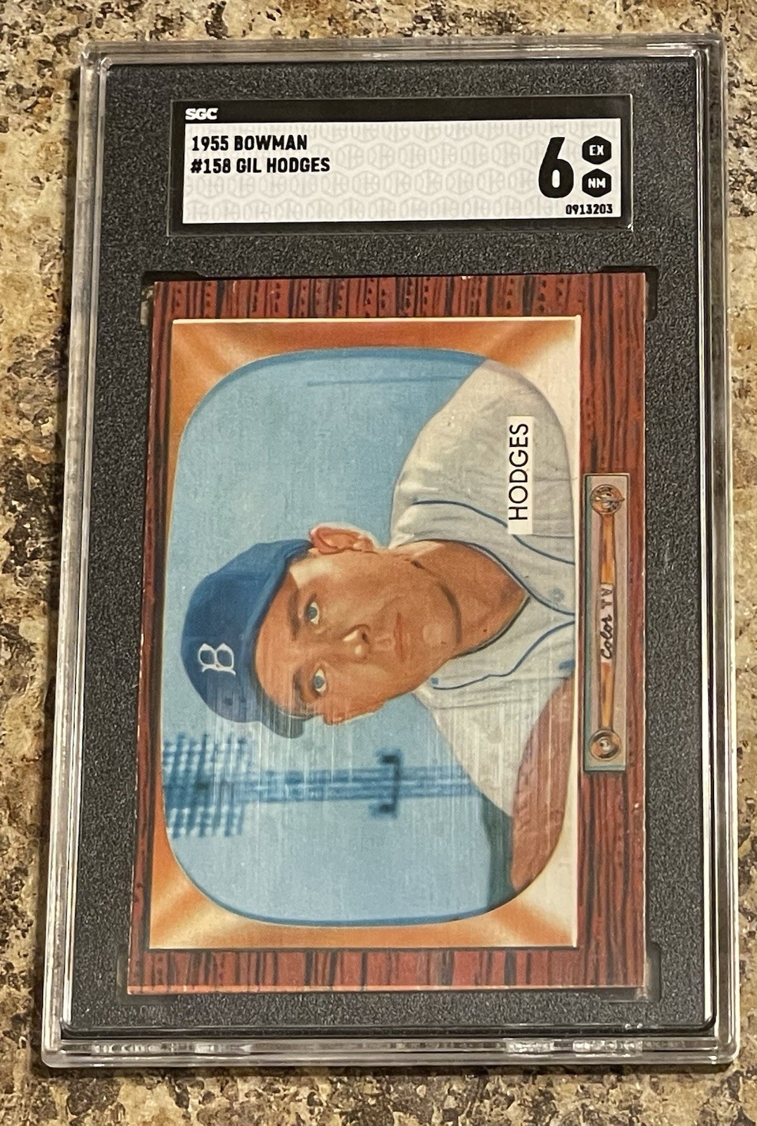 Gil Hodges 1955 Bowman Card #158- SGC Graded 6 EX-NM Brooklyn Dodgers)