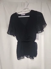 So Goods For Life Black Ruffle Blouse Shirt Sz Medium