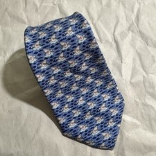 VINEYARD VINES Men's Short Tie Blue/Shark Pattern 100 Silk Made in USA 48"x 3"