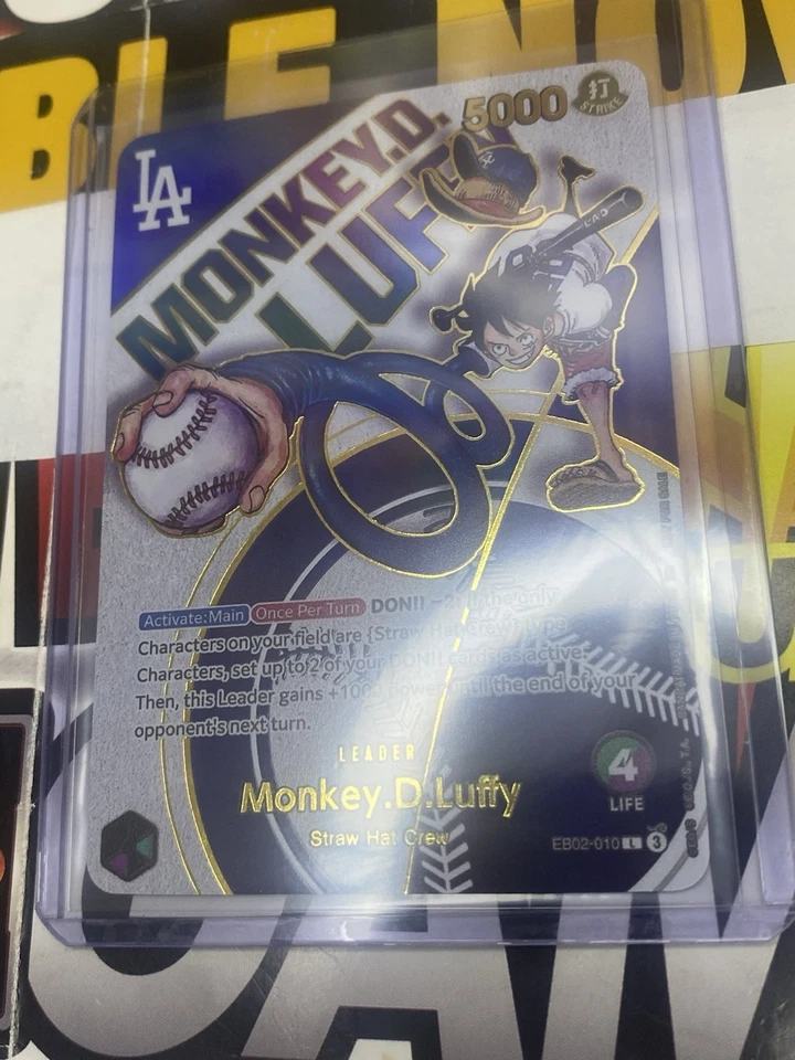 LA Dodgers Monkey.D.Luffy EB02-010 Leader One Piece Foil✨MINT✨Details In Desc - Image 3 of 4