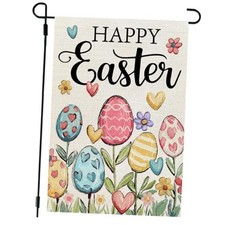 Easter Garden Flag Eggs 12x18 Inch Double Sided 12"X18" Multicolor-Easter