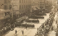 Navy USS California Sailors Parade Original Vintage Real Photo Postcard RPPC