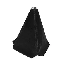 BESULEN Car Shift Boot Cover, Suede Leather Shift Knob Boot Dust Black/Black