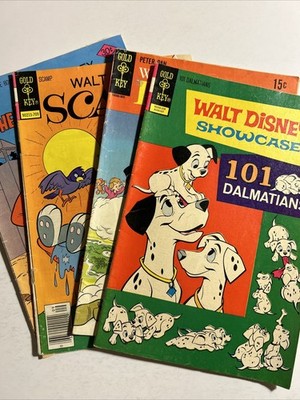LOT of 4 WALT DISNEY GOLD KEY PETER PAN SCAMP 101 DALMATIANS Comic Books 1970+