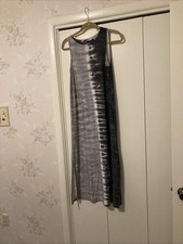 Simply Vera Wang Sz S Women’s Maxi Tie Dye Black, Gray, White Dress Length 47”