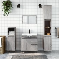 3-Tlg. BadmöBel-Set Grau Sonoma Holzwerkstoff