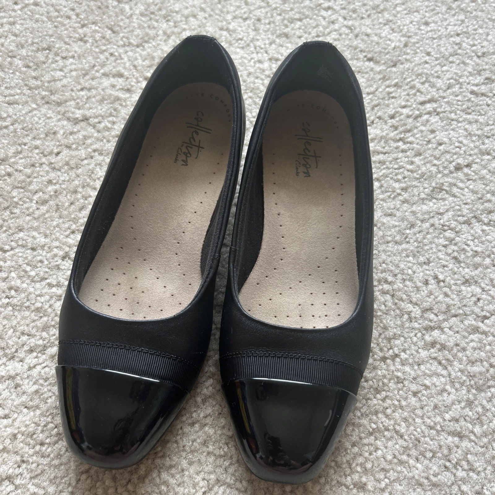 Clarks Juliet Monte abito punta cappuccio ballerine pelle donna 6 M nero