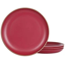 Gibson Home Rockabye Dark Pink 4 Piece Melamine Dinner Plate Set