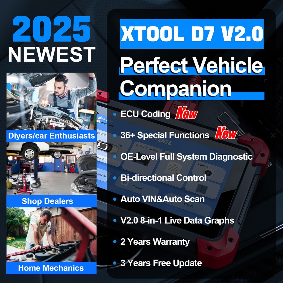 2025 XTOOL D7 V2.0 Full System Diagnostic Bi-Directional Scanner - Foto 9