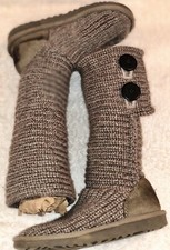 UGG Knit Mid-Calf Ankle Boots Gray 5649 Classic Cardy Youth US 13, Eu 30