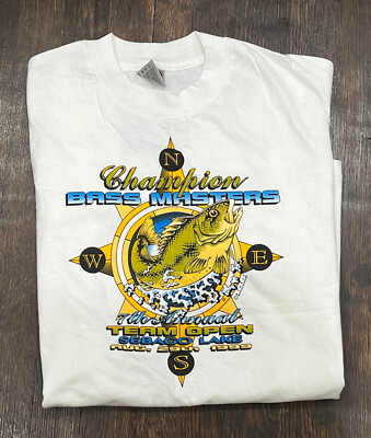 VTG Fishing Tshirt Men's Large Sebago Lake Maine Bass Masters 1999 Summer