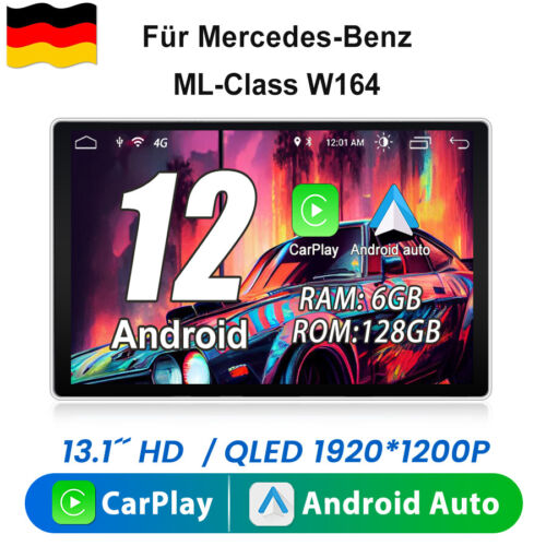 13.1" Andoird 12 Autoradio Carplay Für Benz ML/GL Klasse W164 X164 GPS 6+128G - Afbeelding 1 van 13