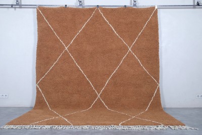 Authentic Handmade Rust color Moroccan Area Rug- Beni Ourain Rug for Living Room
