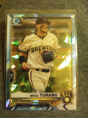 2021 Bowman Chrome Brice Turang Light Blue Atomic SSP 44/99 BCP-10 Milwaukee RC