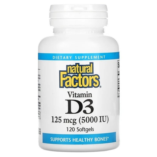 Vitamina D3 5000IU 125mcg 120softgel Natural Factors la vitamina sol