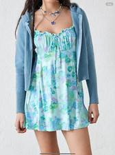 Urban Outfitters Loretta Blue Bloom Floral Dress Size L 10/12 RRP £36