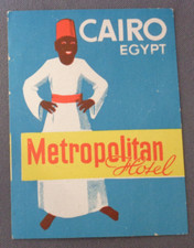 Metropolitan Hotel Cairo Egypt Luggage Label Authentic Original Vintage Travel