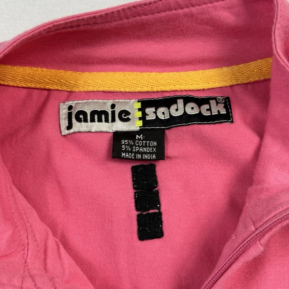 Jamie Sadock Women Polo Shirt Medium Pink Golf 1/4 Zip Sleeveless Cotton Spandex - Image 2 of 4
