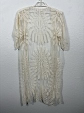 Vintage Rebellion Kimono Duster Womens Size L Ivory Lace Cardigan