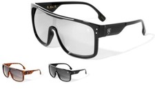 Sports Sunglasses Silver Mirror Lens Black Frame Face Cover UV400 Protection New