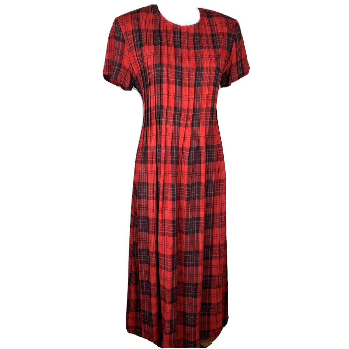 Vtg 80s Country Wear Dress Red Plaid Christmas Pleated Maxi Classic Holiday  6 | eBay