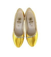 Supadance Dance Shoes 5.5 Yellow Kitten Heel Rhinestone Salsa Ballroom 9051 R