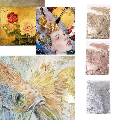 25 Sheets Shiny Gold Leaf Set Jewelry Making Decoration Supplies 14x14 for - Picture 3 of 11