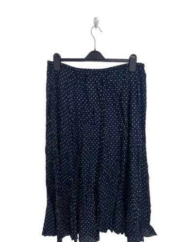 Avenue Women's Navy Blue Polka Dot Twisted Elastic Waist A-Line Skirt Size 14/16 - Picture 6 of 11