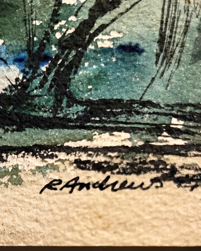  RAE ANDREWS ACUARELA SOBRE PAPEL COLECCIONABLE 9 3/4 × 13 3/4 Foto 2 de 2