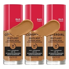COVERGIRL Outlast Extreme Wear 3 In 1 Foundation 865 TAWNY, 3-PACK!