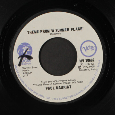 PAUL MAURIAT: theme from ''a summer place'' / apres toi MGM VERVE 7'' Single 45 RPM