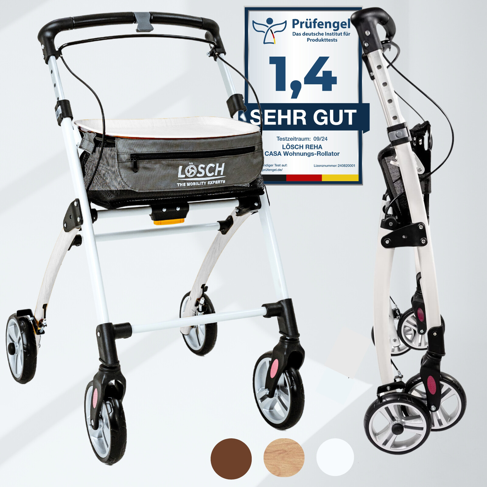 Casa Rollator schmal für Wohnung & Innenbereich Weiß