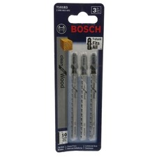 BOSCH 2608663A01 T101B3 HCS 3-Piece T-Shank 10TPI Clean Wood Jig Saw Blade Set
