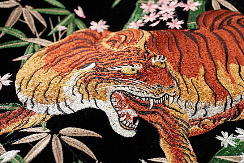 Mens Varsity Jacket Japanese Pattern Embroidery Tiger Sukajan