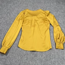 Kate Spade Gold Raisin Satin Twist-Back Long Blouson Sleeve Top Women's Size 2