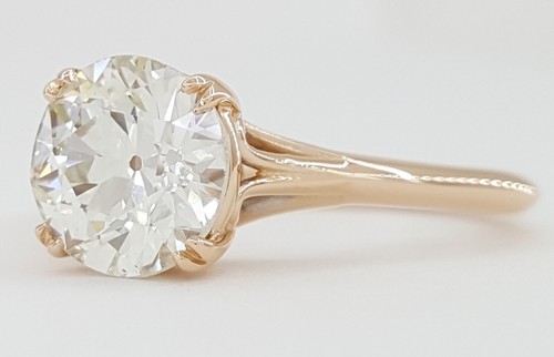 Vintage Old European Diamond Solitaire Engagement Ring 1.72 ct 18k Rose Gold GIA - 第 5/9 張圖片