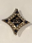 Phi Fraternity Pin w/Sapphires & Pearls Vintage 10k Solid Gold Tau Delta
