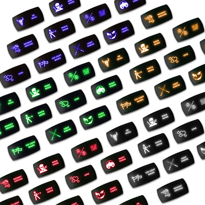Laser Etched 5-Pin Horizontal LED Rocker Switch Dual Light 20A 12V ON/OFF (SET3)