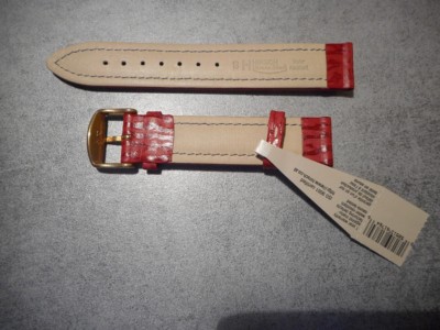 Bracelet Montre HIRSCH Chrono Shark Cuir Rouge Taille 18 - Neuf Avec Étiquettes
