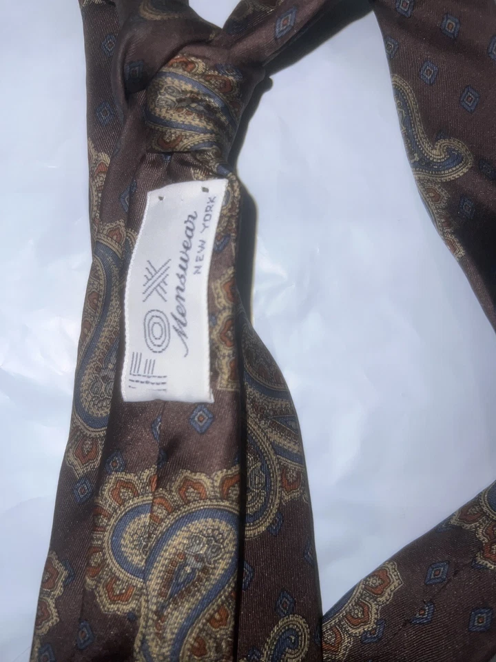 Corbata clásica Pierre Balmain 100 % seda italiana para hombre azul oliva/gris/bronceado cachemir Foto 3 de 4